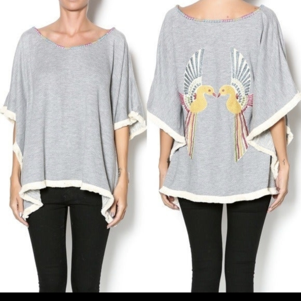 Judith March embroidered poncho style sweater